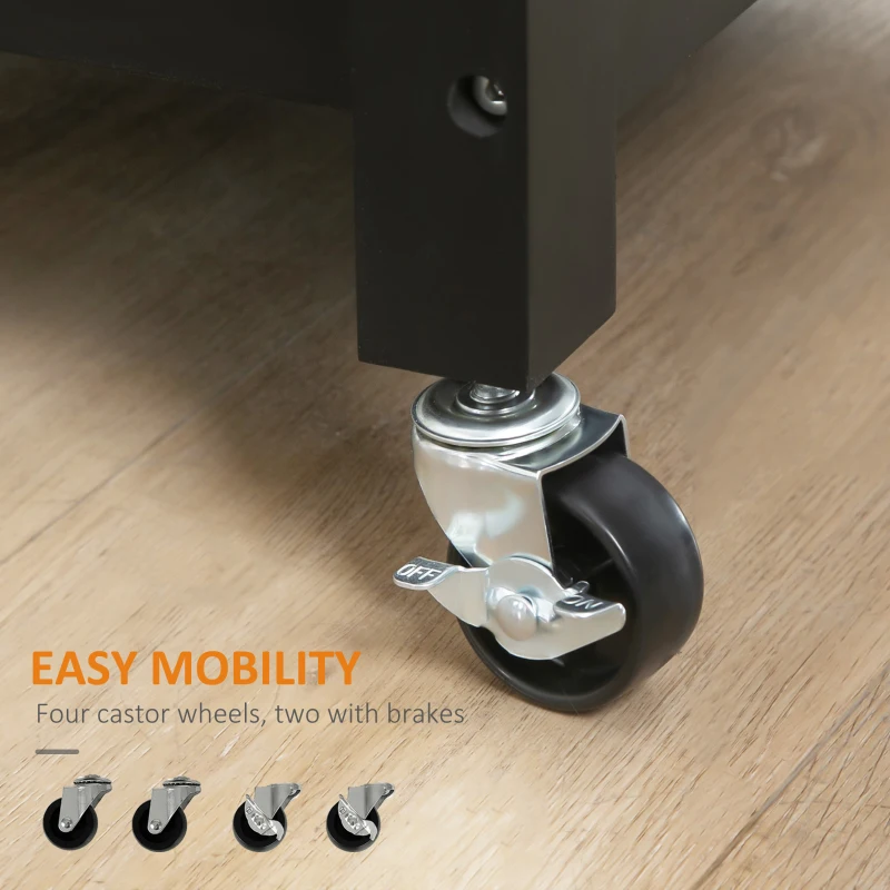 HOMCOM Rolling Kitchen Cart with Wood Top and Drawer, Kitchen Island on Wheels for Dining Room, Black | Aosom Canada