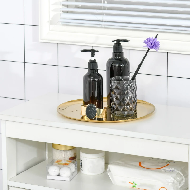 HOMCOM Accent Cabinet, Wood Free Standing Storage Organizer with Double Doors and Adjustable Shelf for Living Room, Kitchen, White