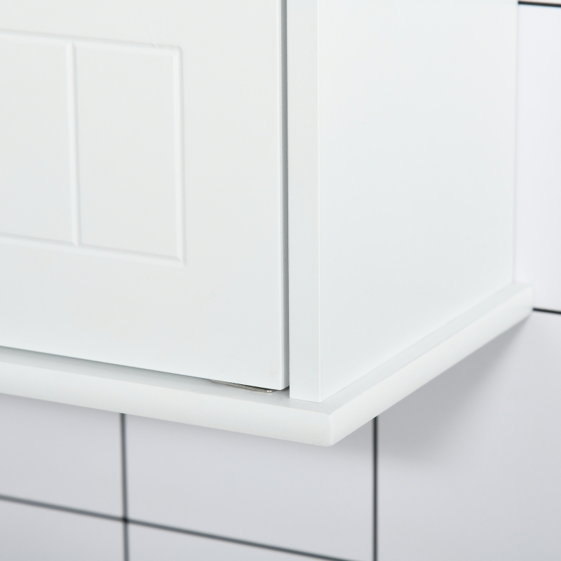 kleankin Medicine Cabinet with Mirror, Bathroom Wall Cabinet with 2 Mirrored Doors, 2 Modern Doors and Adjustable Shelf, White