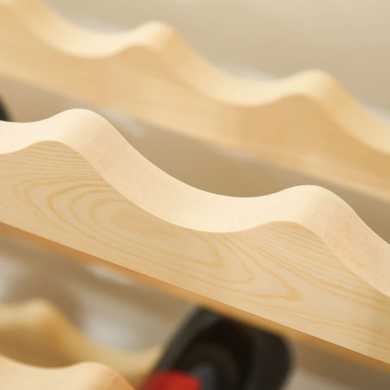 HOMCOM 8-Tier Solid Pine Wooden Wine Rack, Stackable Wine Holder Wine Cabinet Free Standing Floor Liquor Storage Shelf, 96-Bottle