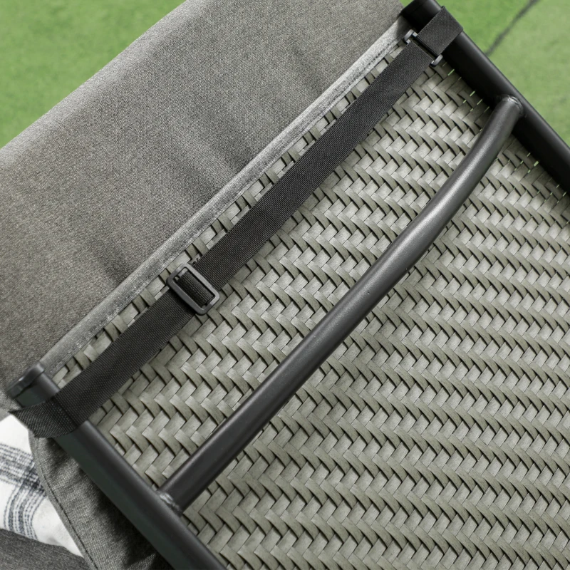 Outsunny Foldable Patio Lounger with Cushion, 5-Level Adjust Backrest Recliner Chair, Grey
