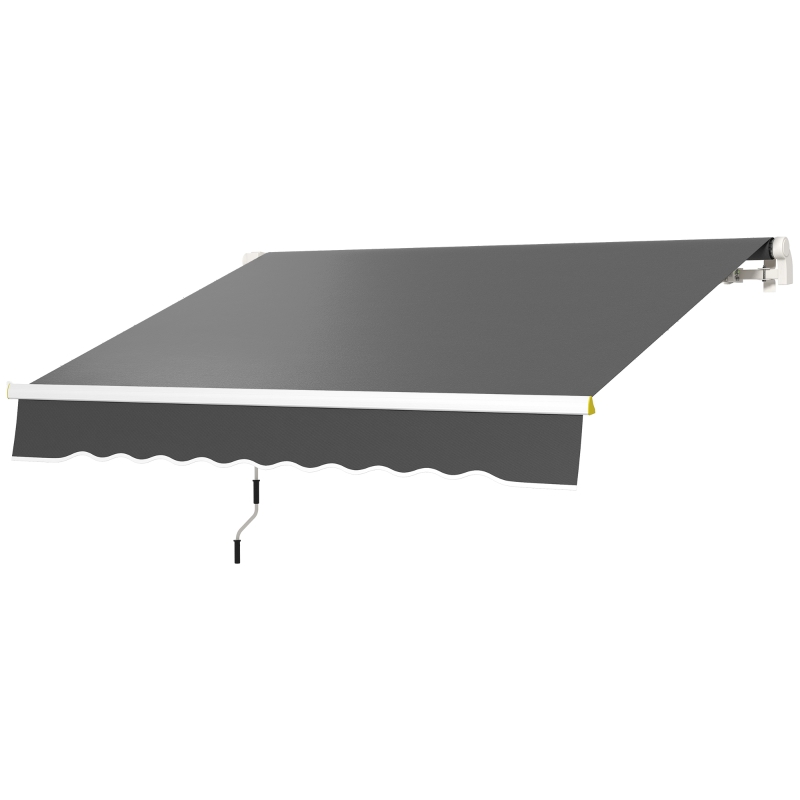 Outsunny 8' x 6.5' Manual Retractable Awning with LED Lights, Aluminum Sun Canopies for Patio Door Window, Dark Grey