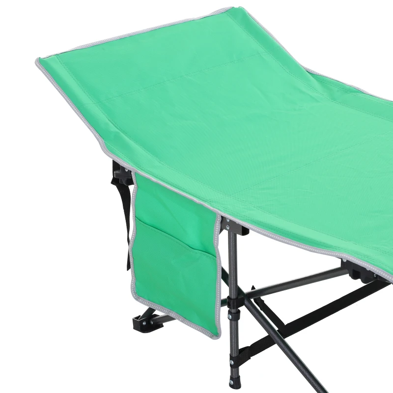 Outsunny Folding Camping Cots for Adults with Carry Bag, Side Pocket, Outdoor Portable Sleeping Bed, 330 lbs. Capacity, Green