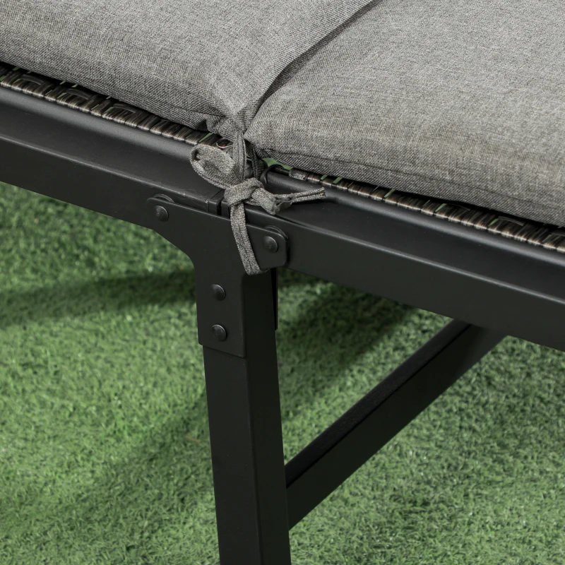 Outsunny Foldable Patio Lounger with Cushion, 5-Level Adjust Backrest Recliner Chair, Grey