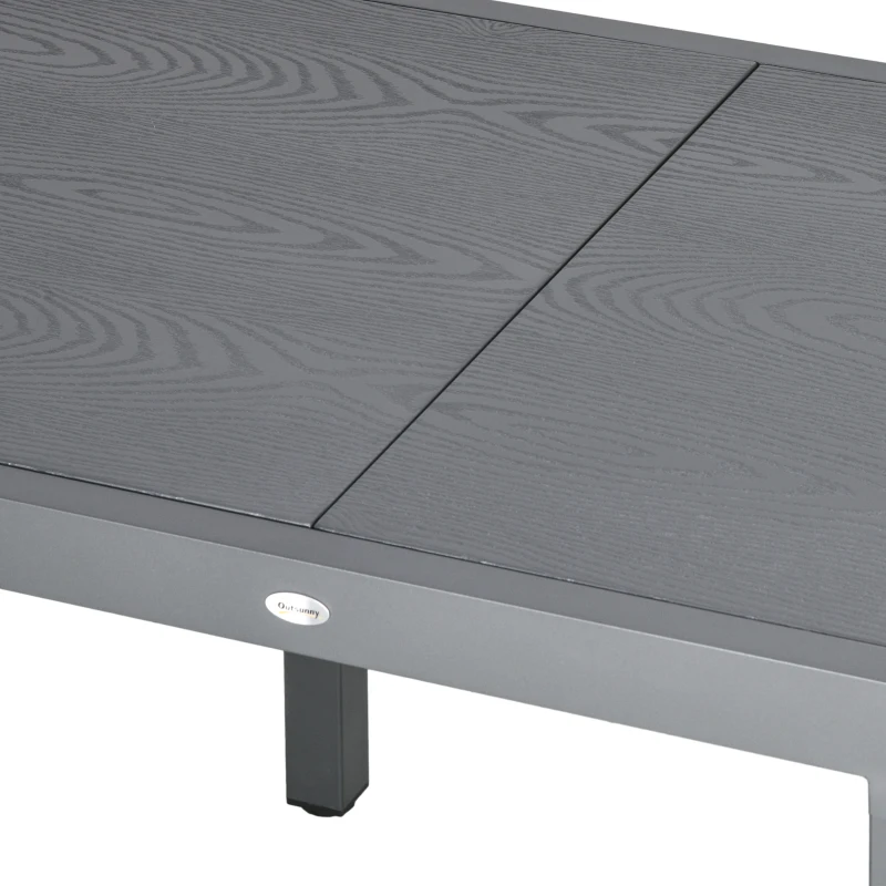 Outsunny 31.5"-63" Extendable Outdoor Dining Table for 4-6 with Aluminium Frame, Steel Tabletop Dark Grey