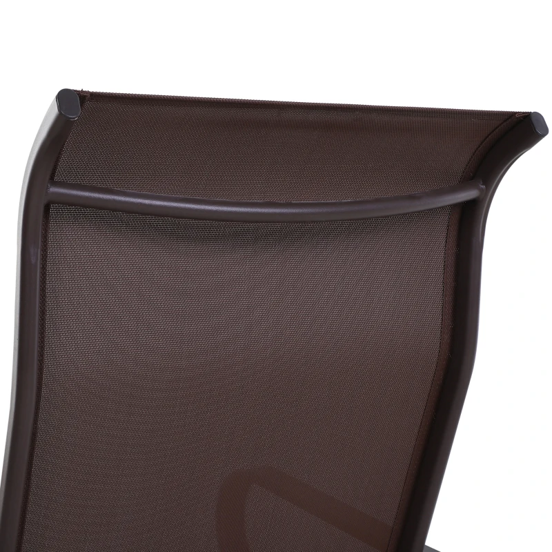 Outsunny 1-Person Outdoor Glider Swing, Single Rocker, Ergonomic Head Support, with Lightweight Metal & Mesh Construction, Supports Up to 352 lbs., for Backyard, Garden, Porch, Brown