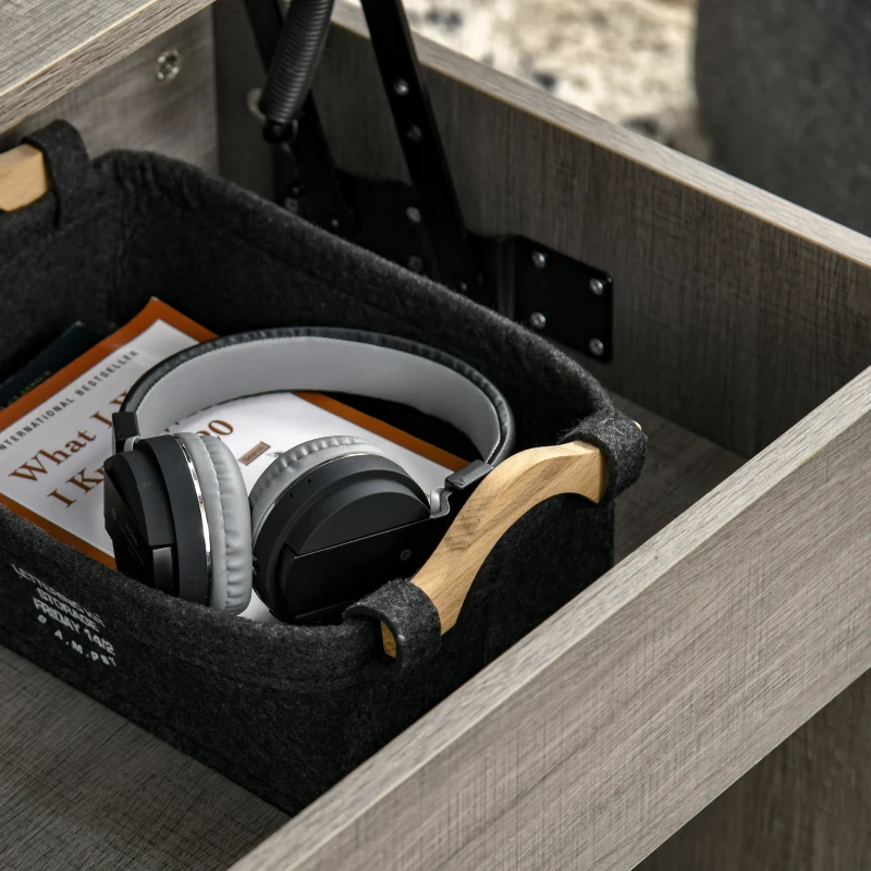 HOMCOM Lift Top Coffee Table, Modern Center Table with Storage Shelves and Hidden Compartment for Living Room, 41" L, Grey