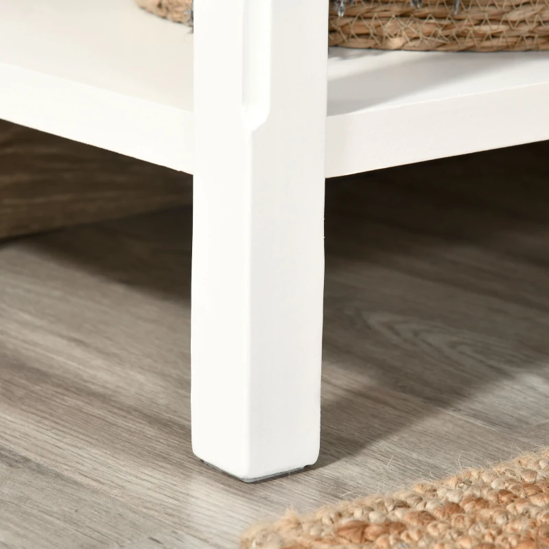 HOMCOM Console Table with 2 Storage Drawers and Open Shelf, Vintage Distressed Sofa Table for Hallway, Living Room, Bedroom, White