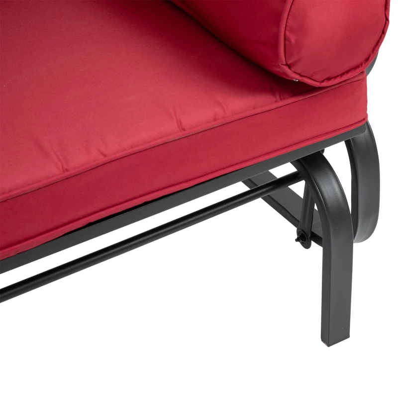 Outsunny 2-Person Outdoor Glider Chair, Patio Double Rocking Loveseat w/ Cushions, Red