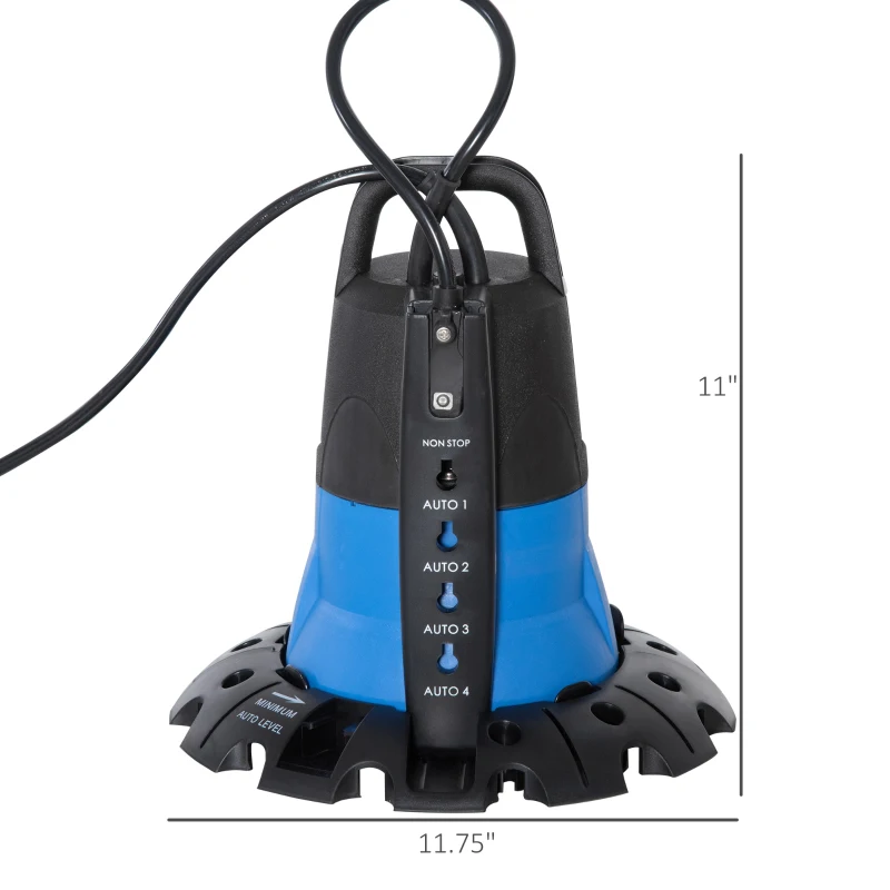 Outsunny Pool Cover Pump, 1/4 HP Sump Pump with 32.8ft Power Cord for Swimming Pool Spa Hot Tub Pond Basement Yard Flood, 1050 GPH Max Flow