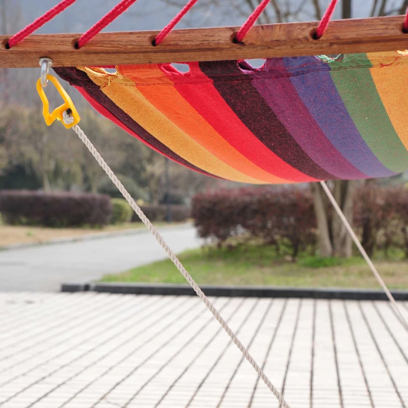Outsunny 10' Wood Outdoor Hammock, Hammock with Stand Rainbow Bed, Heavy Duty Roman Arc Hammock for Single Person for Patio Backyard Balcony Porch, Multi Color