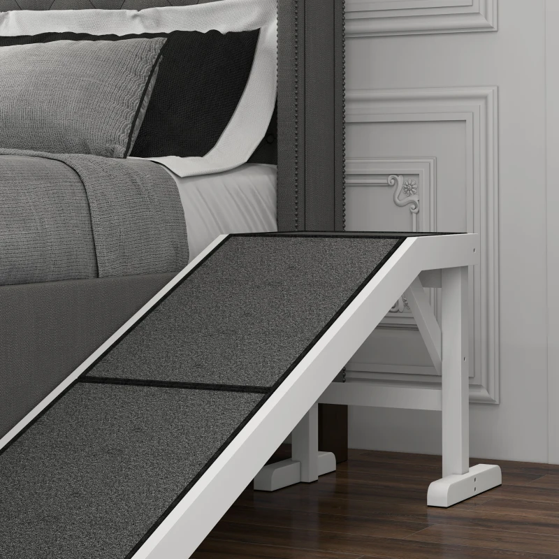 PawHut 60" Pet Ramp for Dogs & Cats with Non-Slip Carpet, White