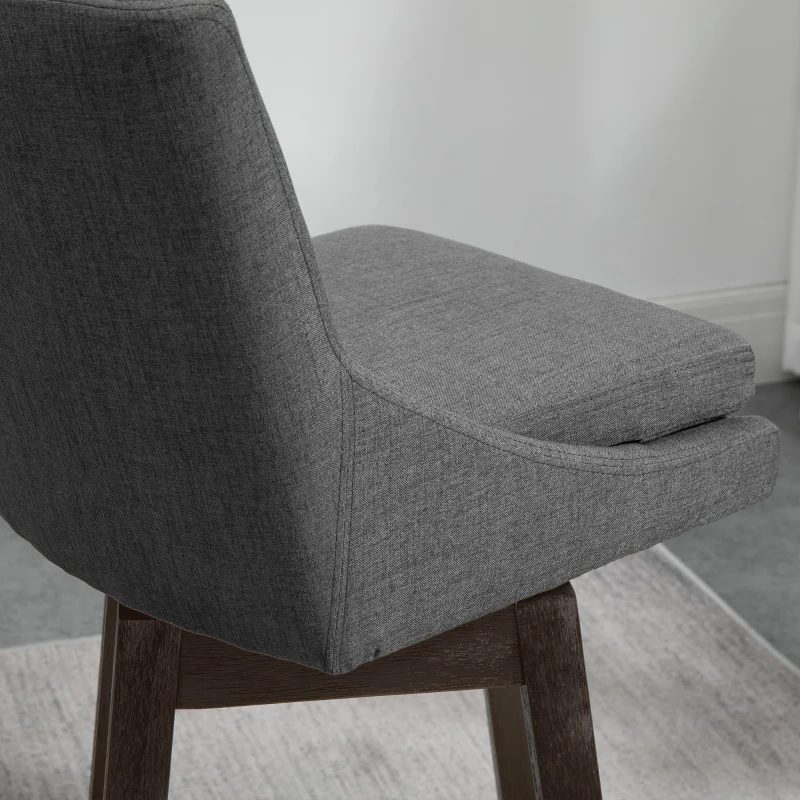 HOMCOM Bar Height Bar Stools Set of 2, Armless Upholstered Swivel Barstools Chairs with Soft Padding Cushion and Wood Legs, Dark Gray