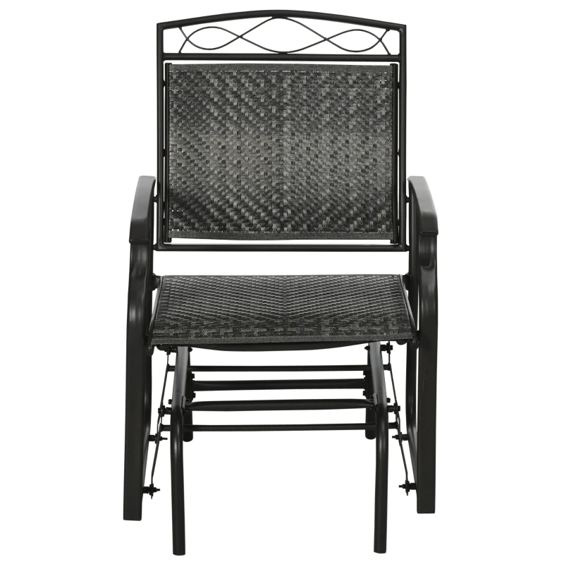 Outsunny Set of 2 Outdoor Glider Chairs, Porch & Patio Rockers for Deck with PE Rattan Seats, Steel Frames for Garden, Backyard, Poolside, Gray