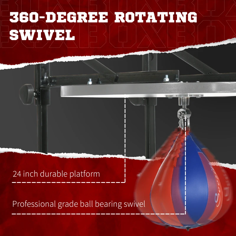 Soozier Adjustable Speed Bag Platform, Wall Mounted Speed Bag Boxing, 360° Swivel Training Equipment for Home, Gym