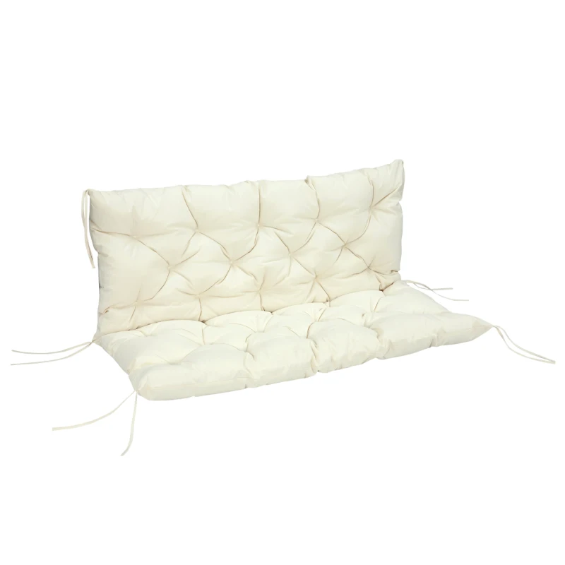 Outsunny 2 Seater Garden Bench Cushion, Soft Thick Outdoor Non-Slip 2 Seater Soft Pad With Backrest for Garden Patio, 52" x 43" x 4", Beige