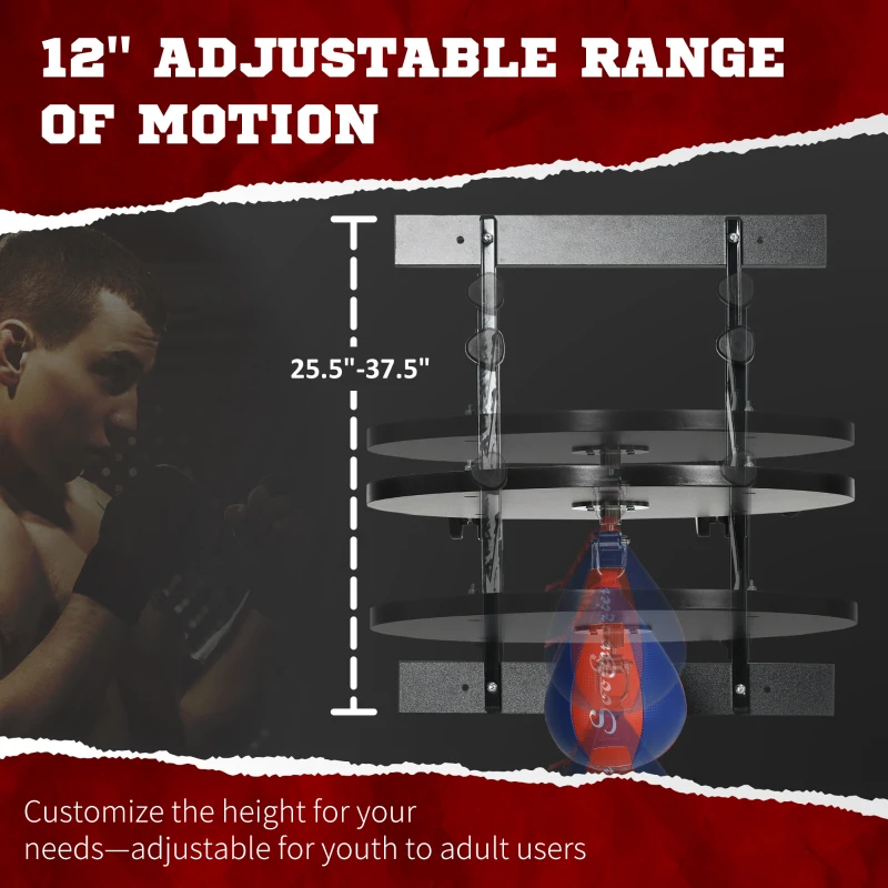 Soozier Adjustable Speed Bag Platform, Wall Mounted Speed Bag Boxing, 360° Swivel Training Equipment for Home, Gym