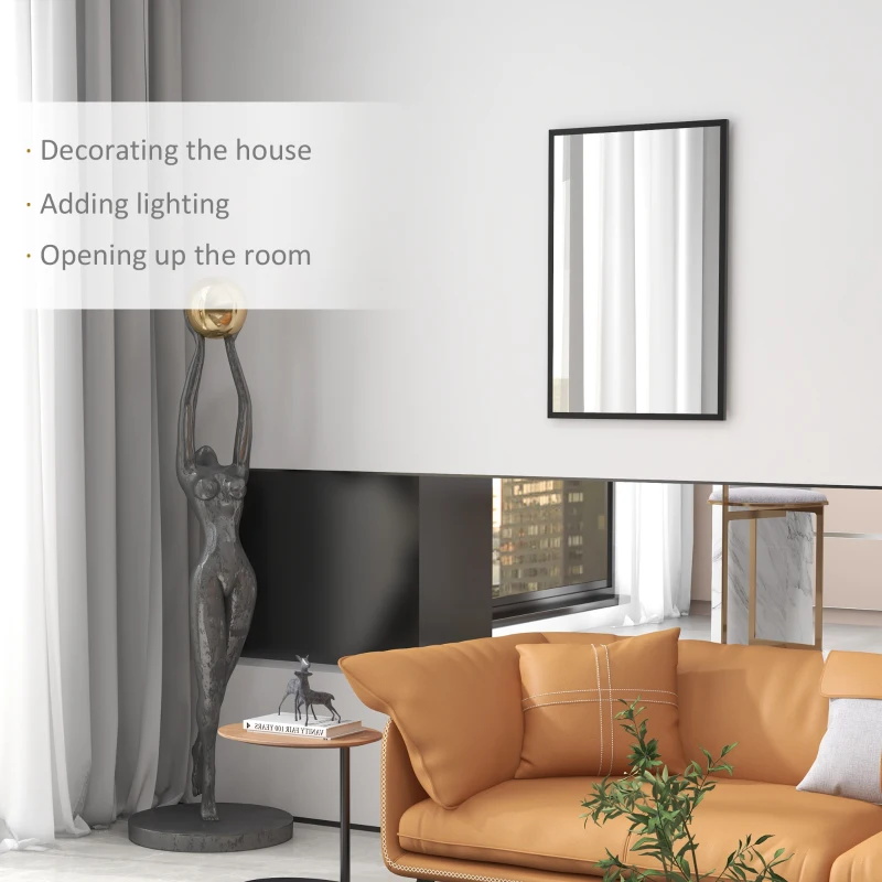 HOMCOM 24" x 36" Bathroom Mirror for Wall, Rectangular Mirror for Living Room, Bedroom, Entryway, Black