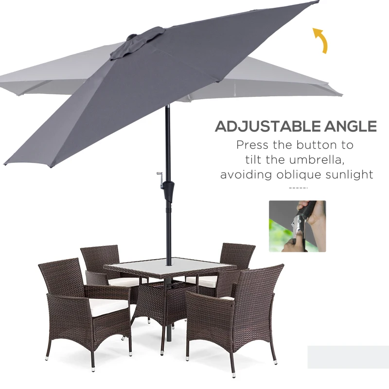 Outsunny 8.5FT Patio Umbrella, Round Garden Parasol with 6 Ribs, Market Sunshade Tilt Canopy w/ Crank Handle for Outdoor, Grey