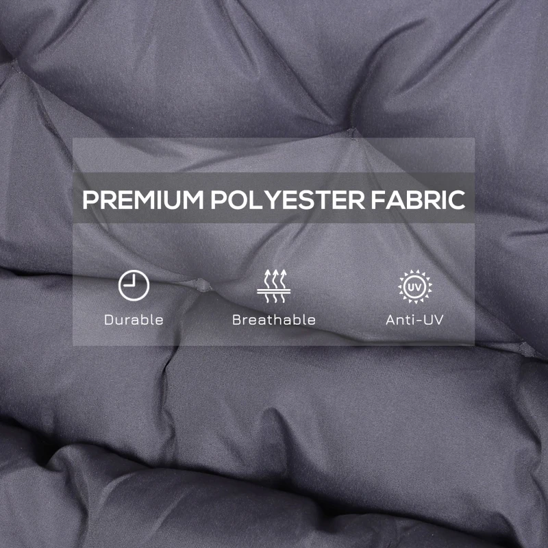 Outsunny 2 Seater Garden Bench Cushion, Soft Thick Outdoor Non-Slip 2 Seater Soft Pad With Backrest for Garden Patio, 52" x 43" x 4", Dark Grey