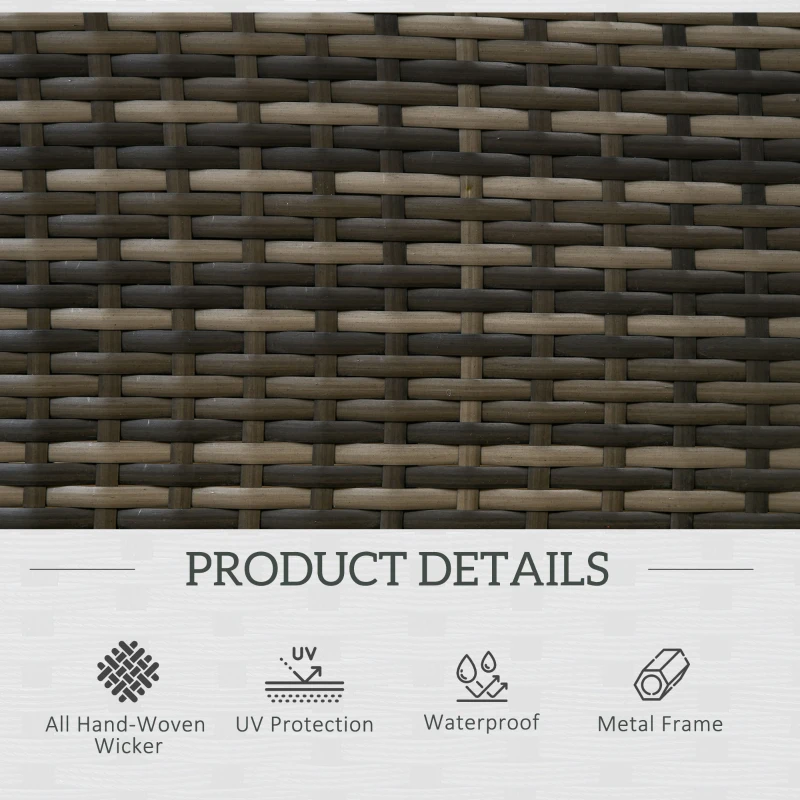 Outsunny Outdoor Rattan Recliner Chair, Wicker Reclining Chair with Adjustable Back Retractable Footrest Cushion Khaki