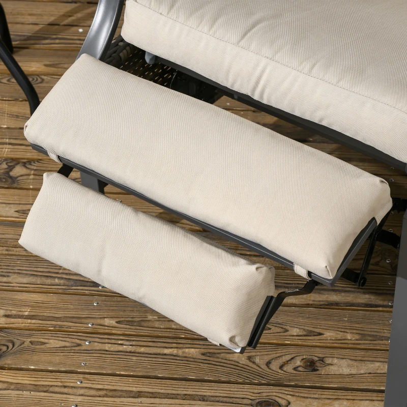 Outsunny Outdoor Rattan Recliner Chair, Wicker Reclining Chair with Adjustable Back Retractable Footrest Cushion Khaki
