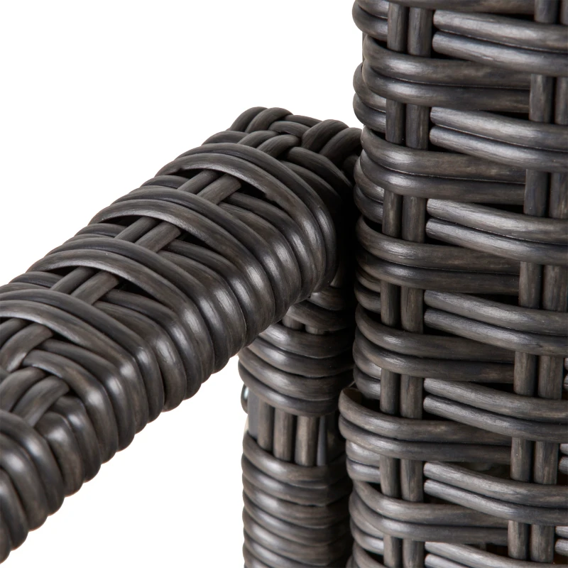 Outsunny Outdoor PE Rattan Rocking Chair, Garden Glider Rocking Chair, Wicker Patio Chair Set with Armrest and Cushion, Grey