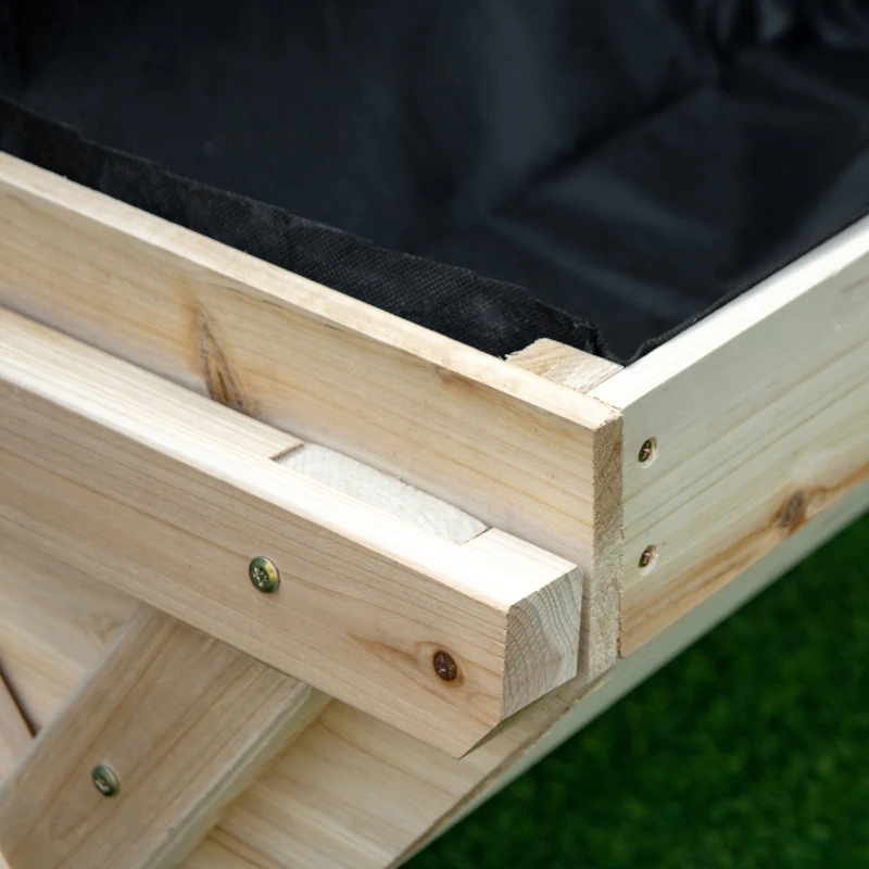 Outsunny Elevated Planter Box with Legs, Wooden Raised Garden Bed with Bed Liner and Drainage Holes, for Backyard, Patio to Grow Vegetables, Herbs, and Flowers