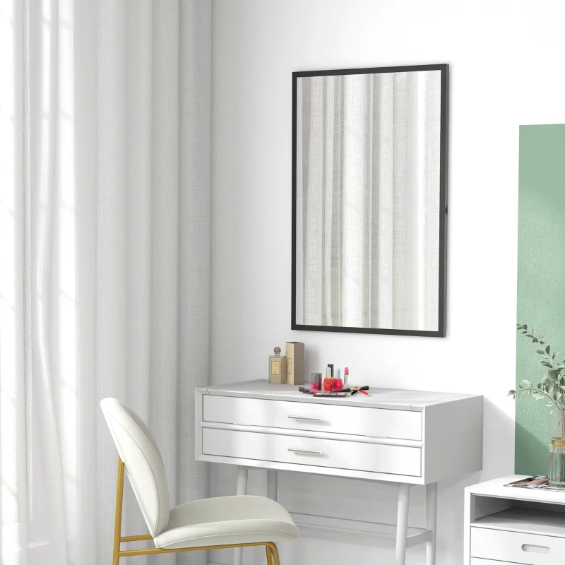 HOMCOM 24" x 36" Bathroom Mirror for Wall, Rectangular Mirror for Living Room, Bedroom, Entryway, Black