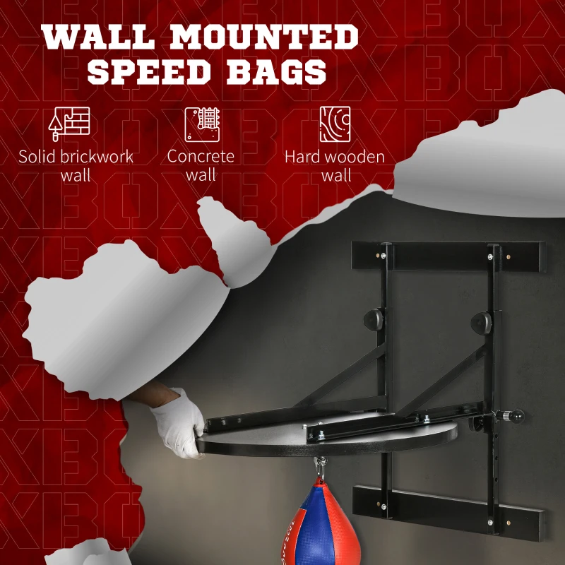 Soozier Adjustable Speed Bag Platform, Wall Mounted Speed Bag Boxing, 360° Swivel Training Equipment for Home, Gym