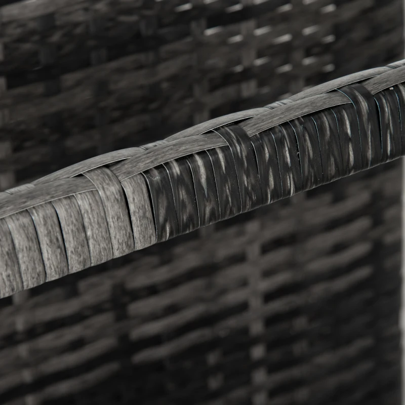 Outsunny Rolling Pool Storage Rattan Patio Furniture Outdoor Storage Wicker Organizer for Floats, Paddles, Balls, Towels, Grey