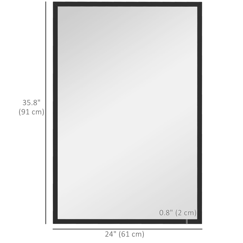 HOMCOM 24" x 36" Bathroom Mirror for Wall, Rectangular Mirror for Living Room, Bedroom, Entryway, Black
