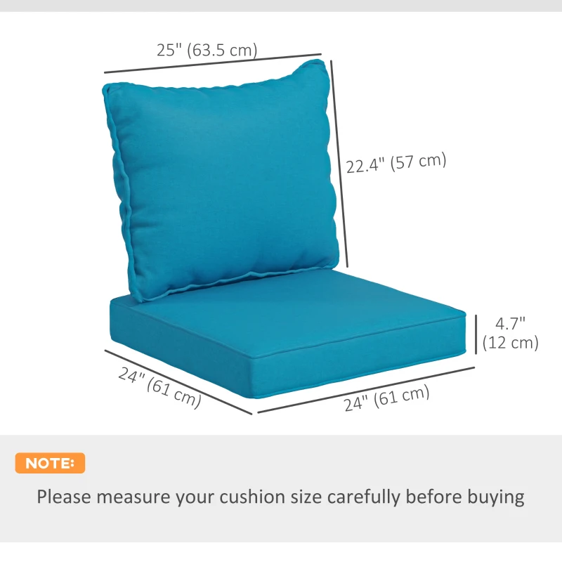 Outsunny 4-Piece Seat Cushion Pillows Replacement, Patio Chair Cushions Set with Back for Indoor Outdoor, Turquoise