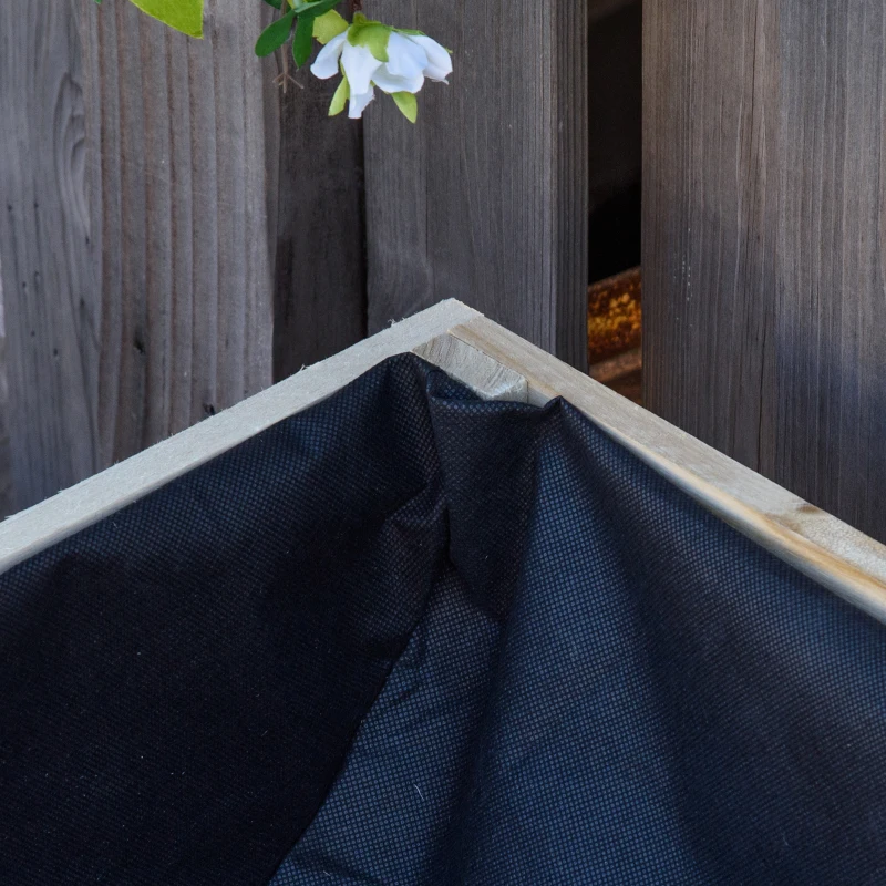 Outsunny 43" x 24" Raised Garden Bed, Wooden Elevated Planter Box with Non-Woven Fabric for Vegetable, Flower, Herb in Patio, Backyard and Balcony, Natural