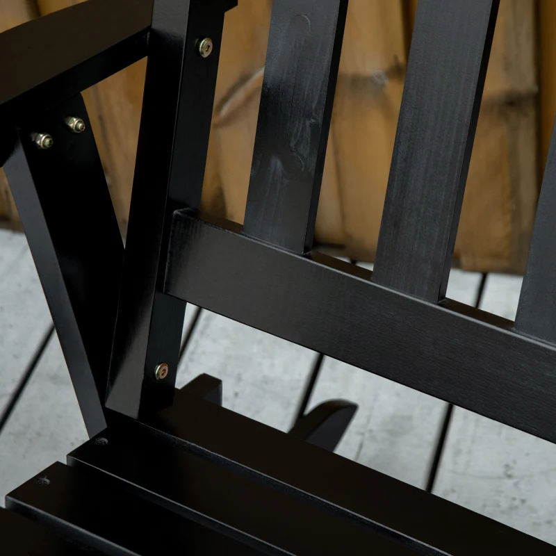 Outsunny 2 Pieces Wood Patio Bistro Set, Outdoor Rocking Chair Set with Armrests and High Back Rocking Chair and Portable Side Table, for Indoor, Outdoor, Patio, Backyard, Black