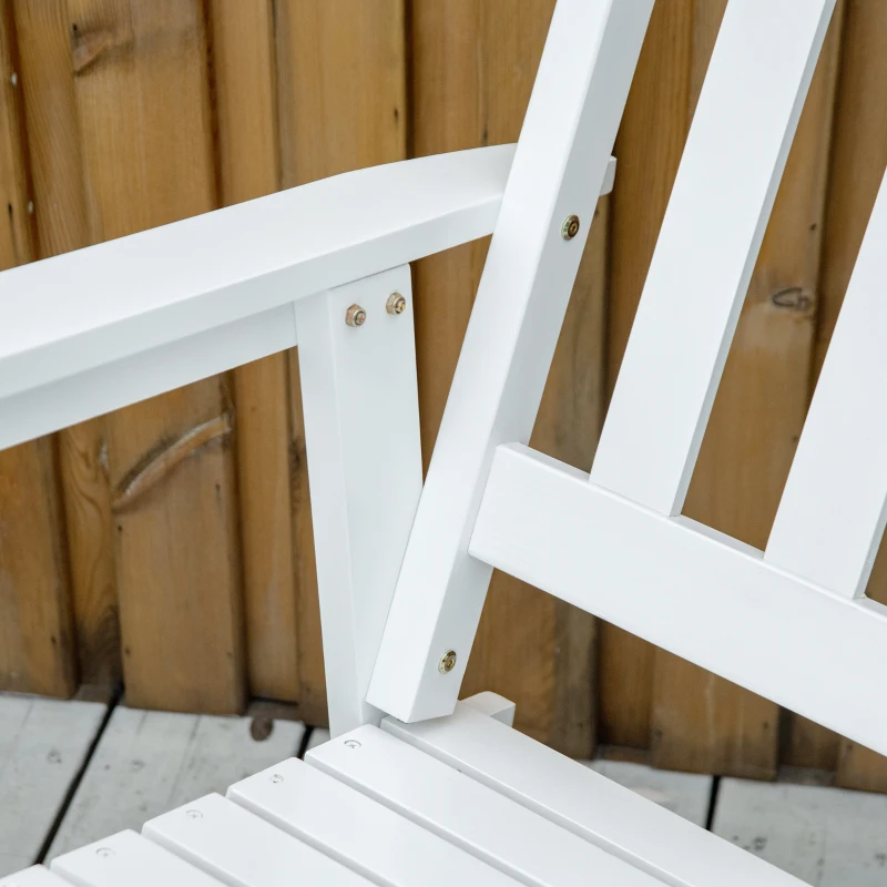 Outsunny 2 Pieces Wood Patio Bistro Set, Outdoor Rocking Chair Set with Armrests and High Back Rocking Chair and Portable Side Table, for Indoor, Outdoor, Patio, Backyard, White