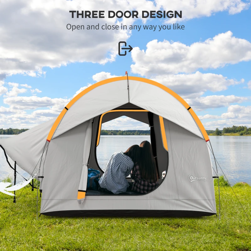 Outsunny 2000mm Waterproof SUV Tent, Car Tent with 3 Doors and Mesh Window, for 5-6 Person Camping Travel, Blue and Orange