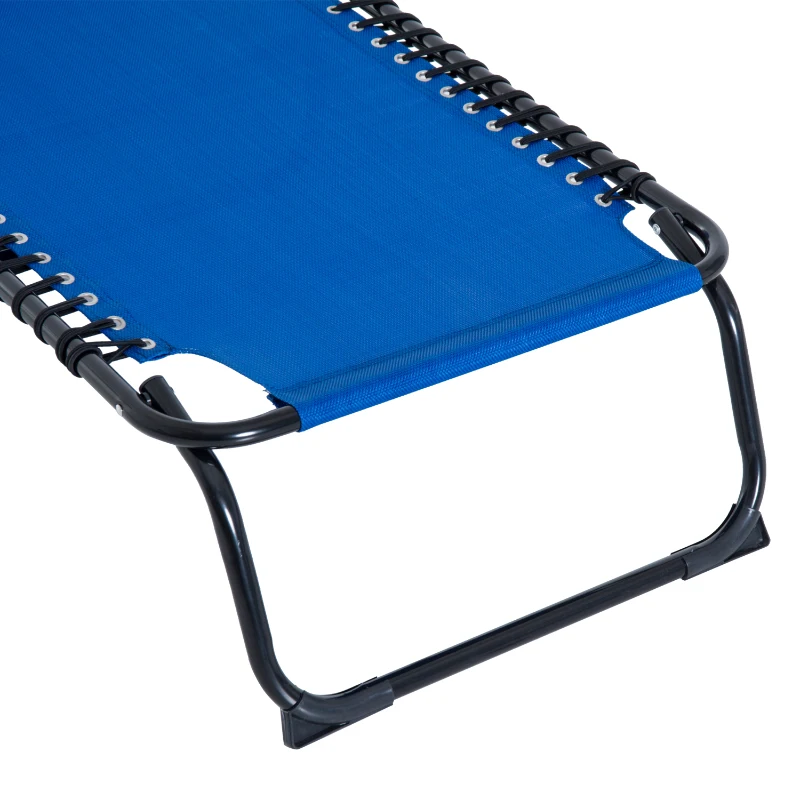 Outsunny Foldable Chaise Lounge, 4-Position Reclining Back, Trifold Portable design and Breathable Mesh for Poolside,Camping, Hiking - Navy Blue