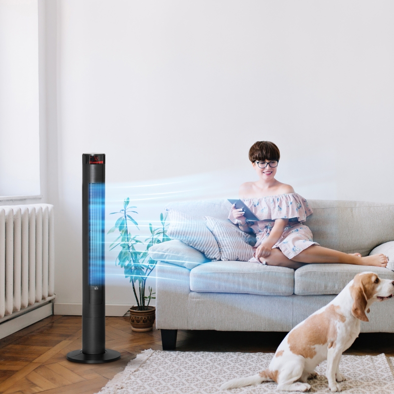 HOMCOM Freestanding Tower Fan Cooling for Home Bedroom with