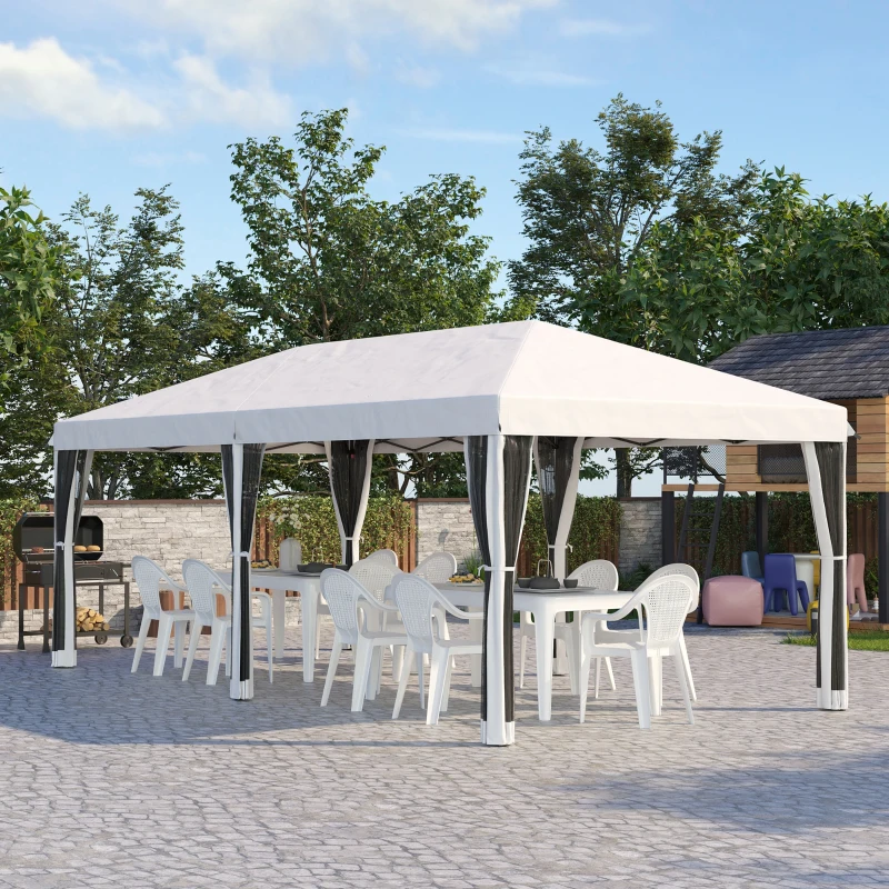 Outsunny 10x20 ft Pop Up Party Tent, Outdoor Canopy with 6 Removable Sidewalls, Weather-Resistant, White
