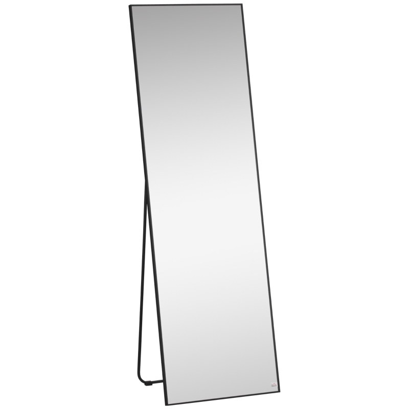 HOMCOM 63"x20" Full Length Mirror, Floor Standing, Wall-Mounted or Leaning Against Wall Tall Mirror w/Support Frame, Rectangular Full Body Mirror for Bedroom, Living Room, Black