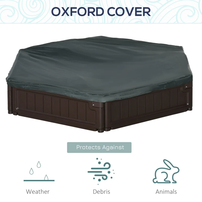 Outsunny DIY Kids Sandbox with Waterproof Oxford Cover, Sand Playset Station with Bottom Fabric Liner, for 3-12 Years Old, Outdoor Indoor Backyard, Brown