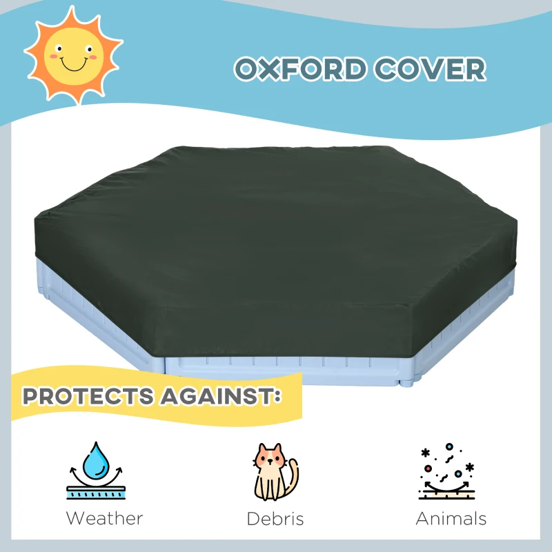 Outsunny Kids Sandbox with Cover, 3 Seats, Bottom Liner, for 3-12 Years Old, Light Blue