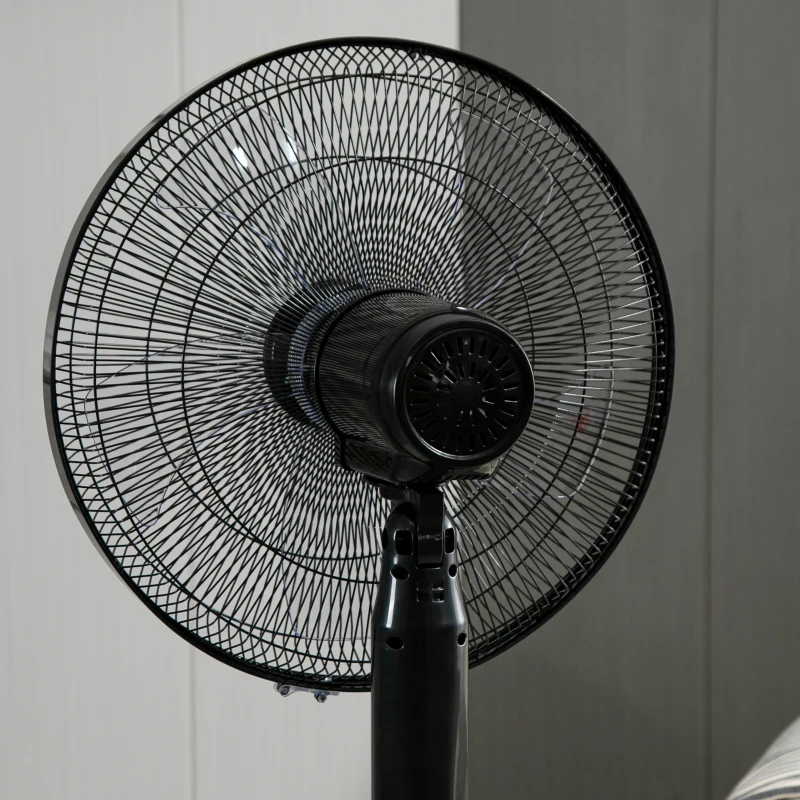 HOMCOM Standing Floor Fan with Remote Control, Stand Up Cooling Fan, Tall Pedestal Electric Fan for Bedroom, Black