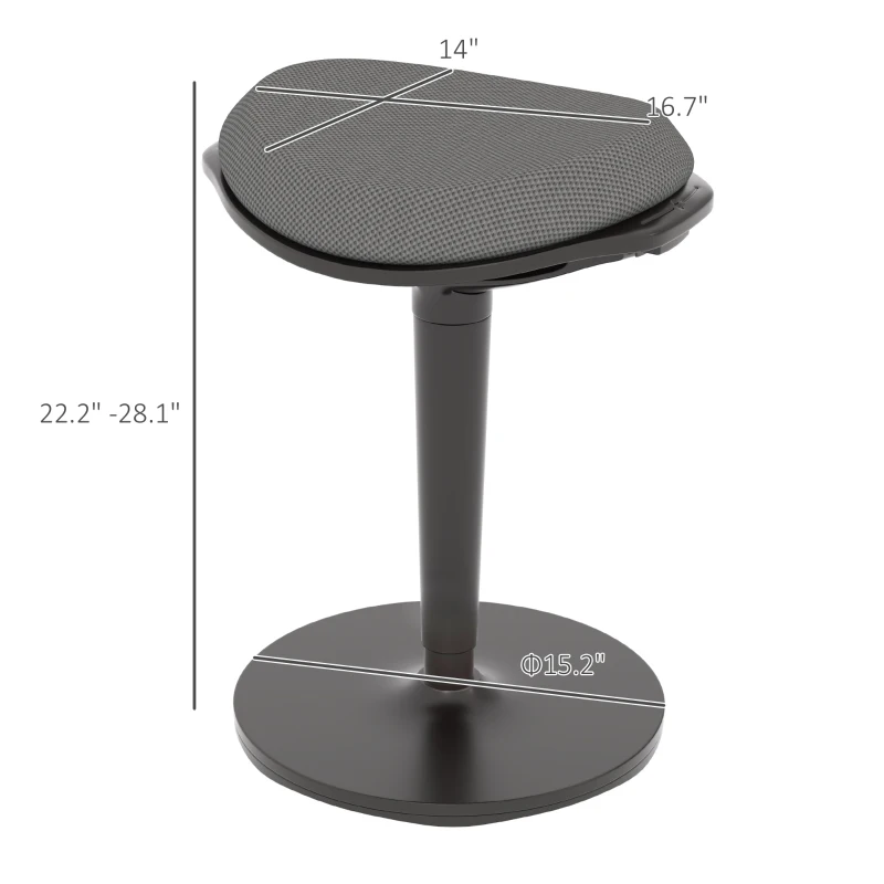 HOMCOM Standing Desk Stool, Ergonomic Wobble Chair, Adjustable Leaning Stool for Office Desks, with Rocking Motion, Gray