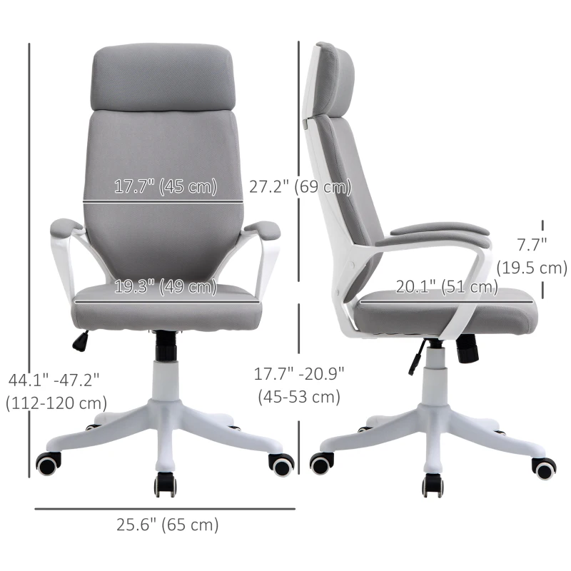 Vinsetto Office Chair High Back Computer Desk Chair 360° Swivel Task Chair with Lumbar Back Support, Padded Armrests, Adjustable Height