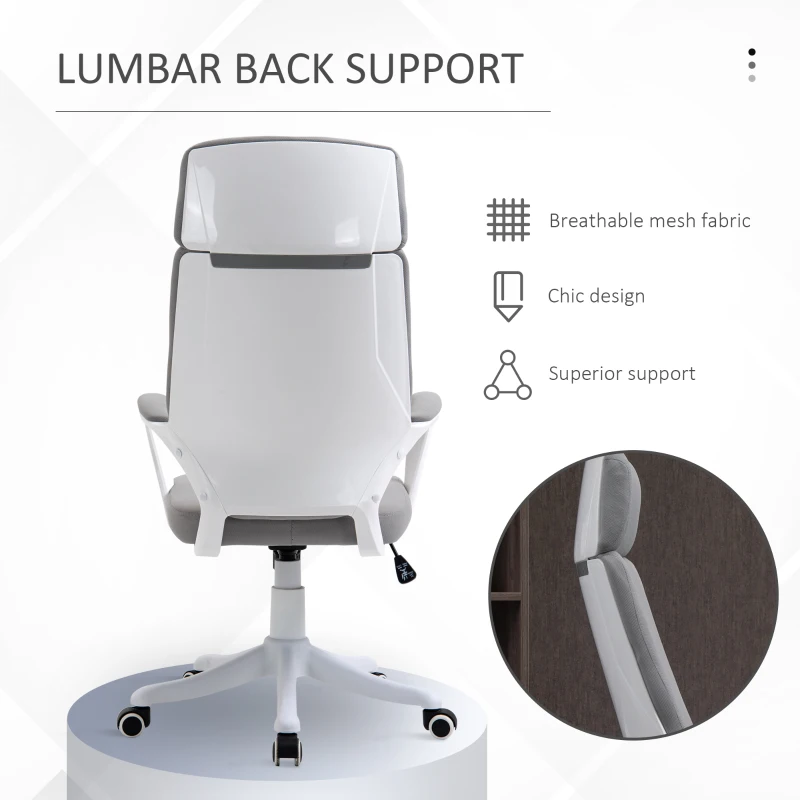 Vinsetto Office Chair High Back Computer Desk Chair 360° Swivel Task Chair with Lumbar Back Support, Padded Armrests, Adjustable Height