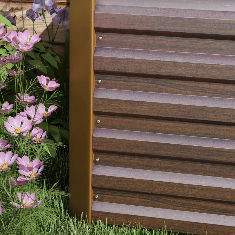 Outsunny 8x2x2ft Galvanized Raised Garden Bed Kit with Safety Edging for Flowers, Herbs and Vegetables, Dark Brown