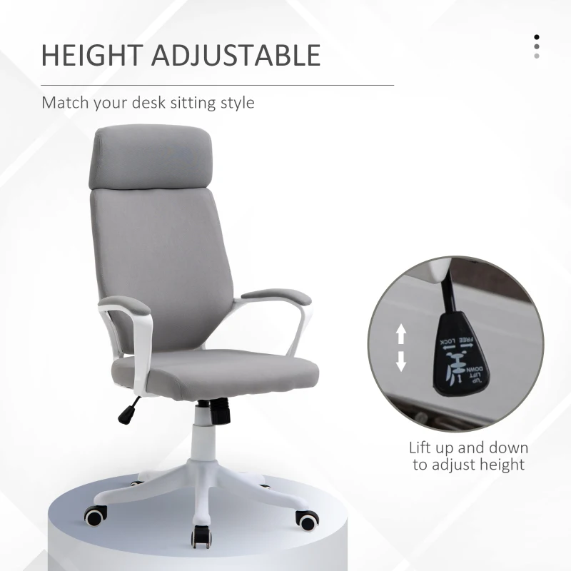 Vinsetto Office Chair High Back Computer Desk Chair 360° Swivel Task Chair with Lumbar Back Support, Padded Armrests, Adjustable Height
