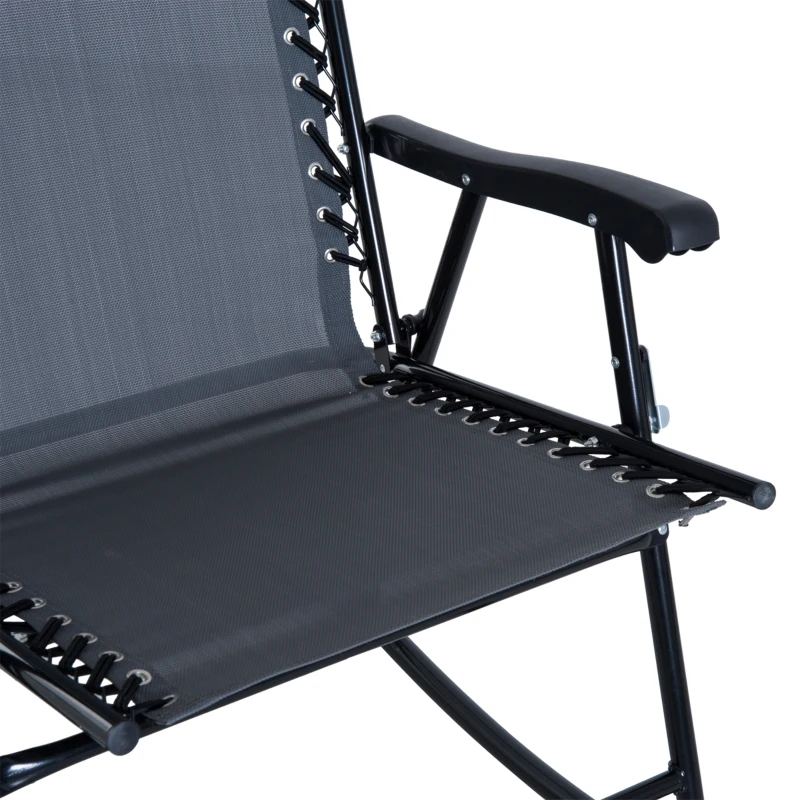 Outsunny 2 Piece Outdoor Rocking Chair Set, Patio Folding Lawn Rocker Set with Headrests for Yard, Patio, Deck, Backyard, Gray